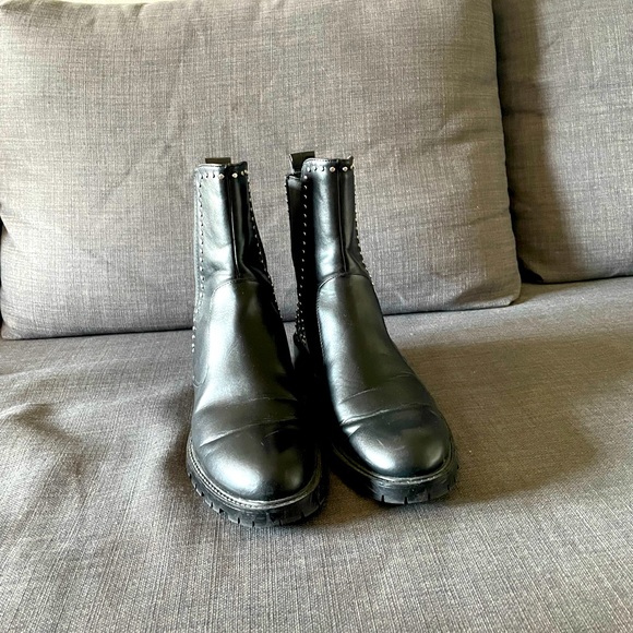 Zara Trafaluc Flat Ankle Silver Studded Boots US 9 / EU 40 - Picture 3 of 6